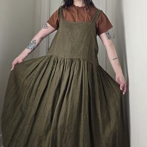 Linen Pinafore Dress - Adjustable